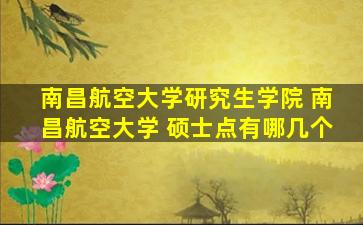 南昌航空大学研究生学院 南昌航空大学 硕士点有哪几个